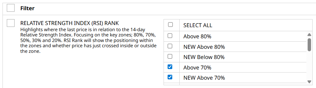 RSI Rank filter