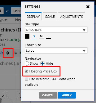 Turn OFF the Floating Price Box